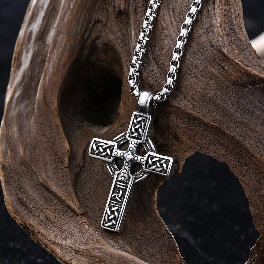 Men's Celtic Cross Stainless Steel Necklace